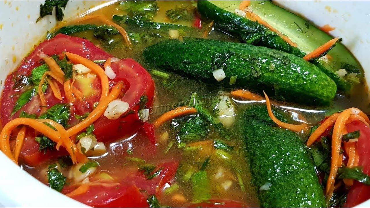 Рецепт огурцов по-корейски с томатами
